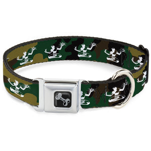 Spirit of Detroit Seatbelt Buckle Dog Collar - Camo Olive / White Seatbelt Buckle Collars