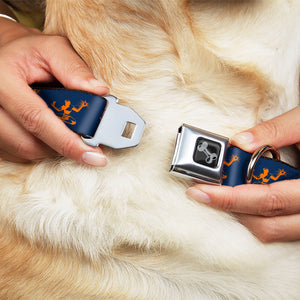 Spirit of Detrit Seatbelt Buckle Dog Collar - Navy / Bright Orange Seatbelt Buckle Collars