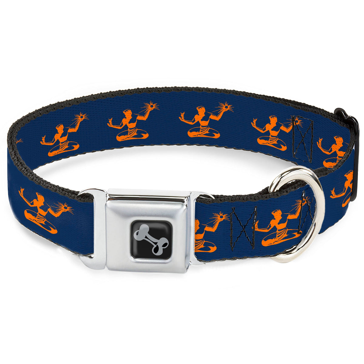 Spirit of Detrit Seatbelt Buckle Dog Collar - Navy / Bright Orange Seatbelt Buckle Collars