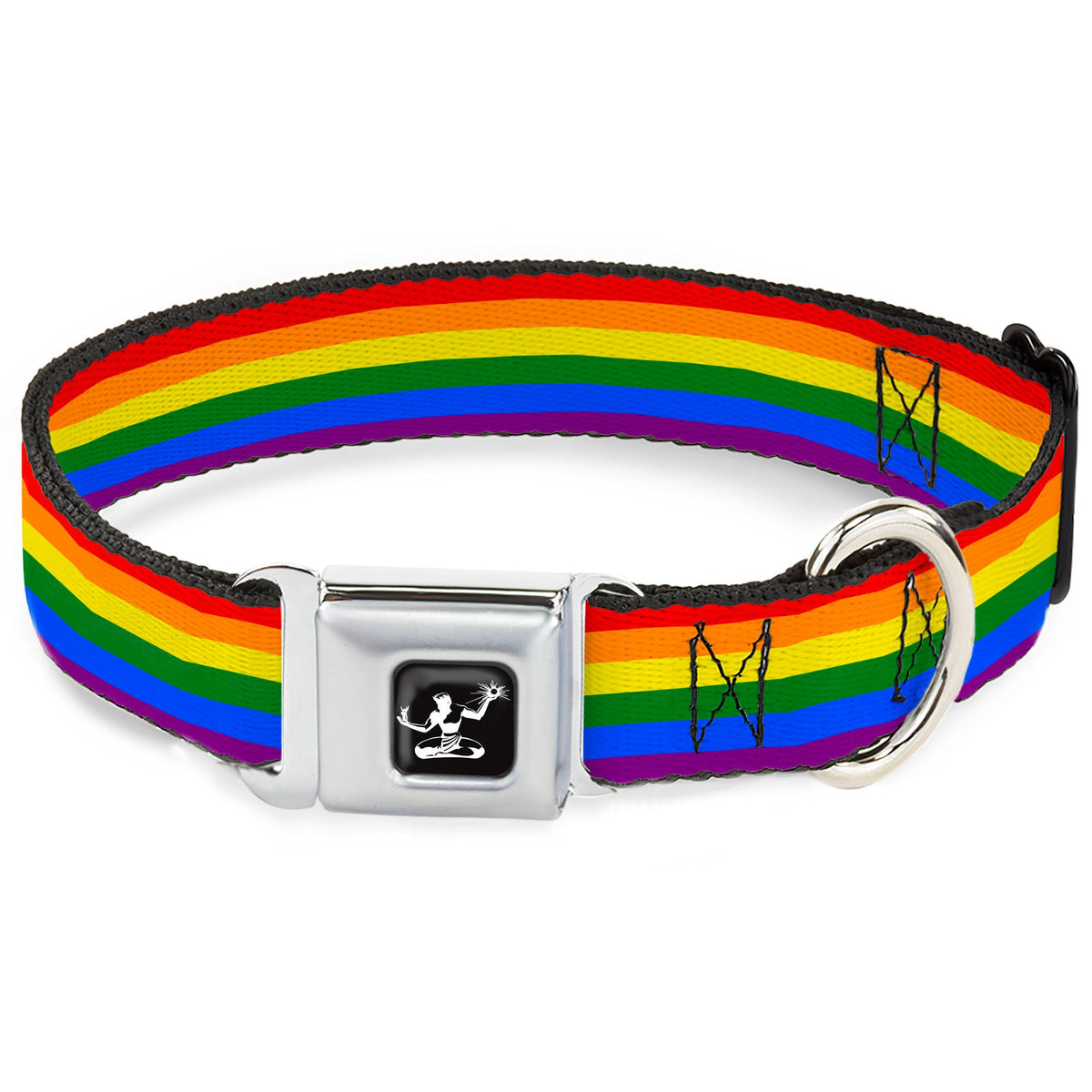 Spirit of Detroit Seatbelt Buckle Dog Collar - Pride Rainbow Flag Seatbelt Buckle Collars