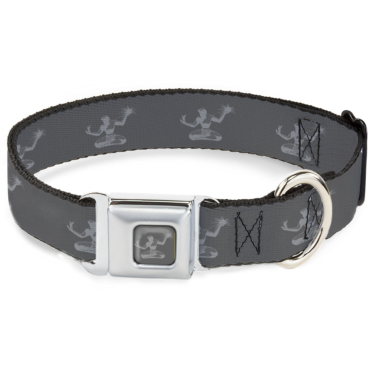 Spirit of Detroit Seatbelt Buckle Dog Collar - Charcoal Gray / Silver Seatbelt Buckle Collars