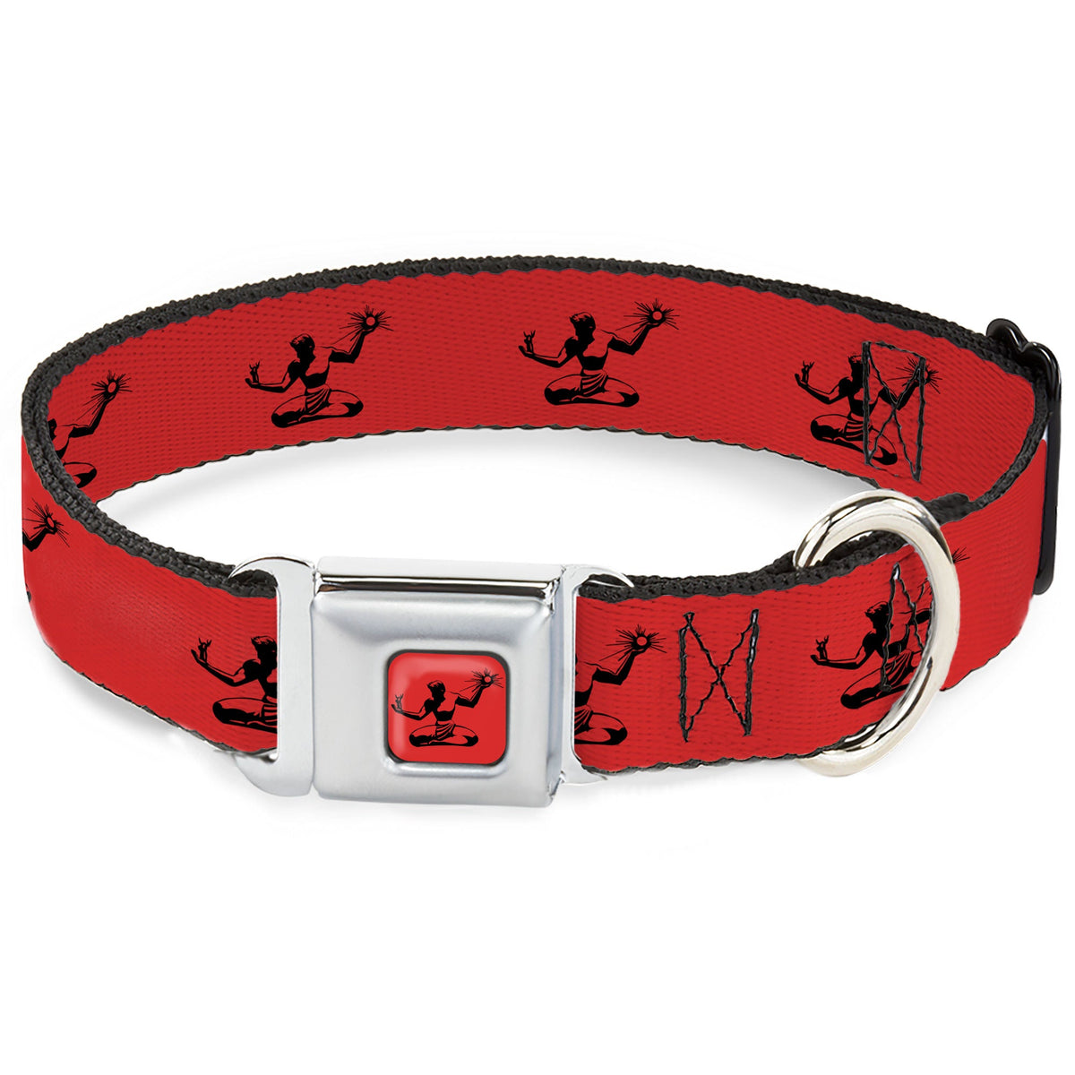 Spirit of Detroit Seatbelt Buckle Dog Collar - Red / Black Seatbelt Buckle Collars