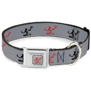 Spirit of Detroit Seatbelt Buckle Dog Collar - Silver / Red / Black Seatbelt Buckle Collars