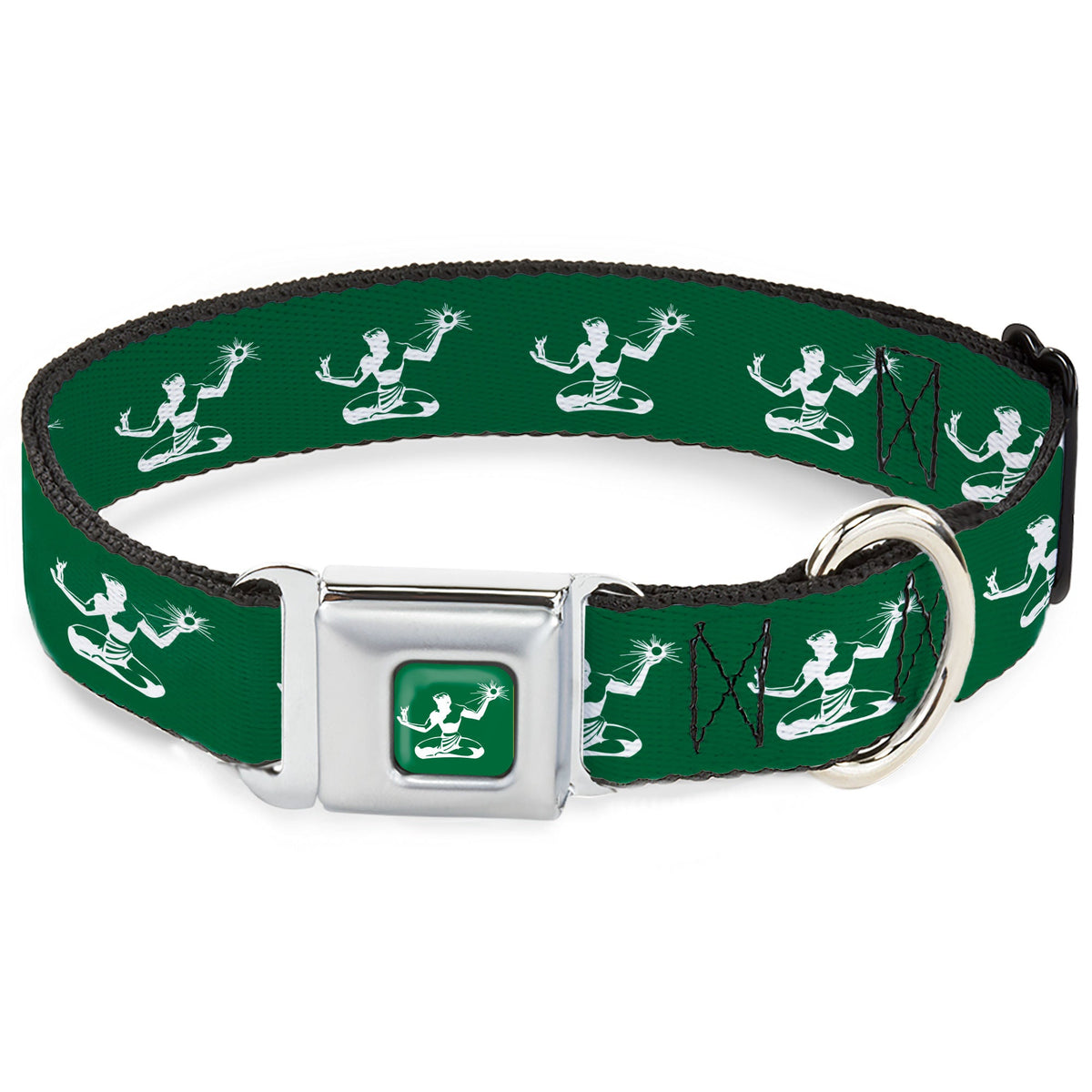 Spirit of Detroit Seatbelt Buckle Dog Collar - Forest Green / White Seatbelt Buckle Collars