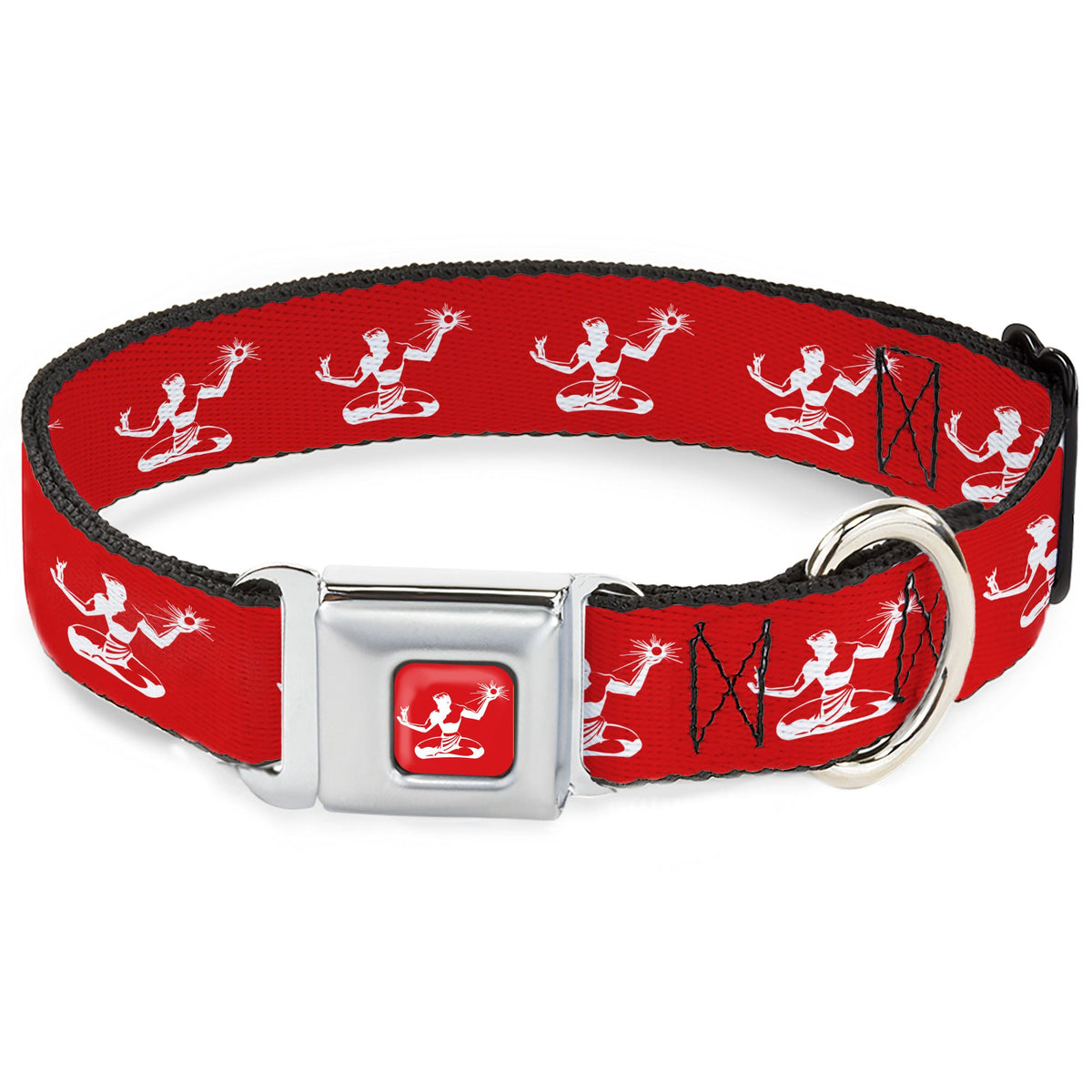 Spirit of Detroit Seatbelt Buckle Dog Collar - Red / White Seatbelt Buckle Collars