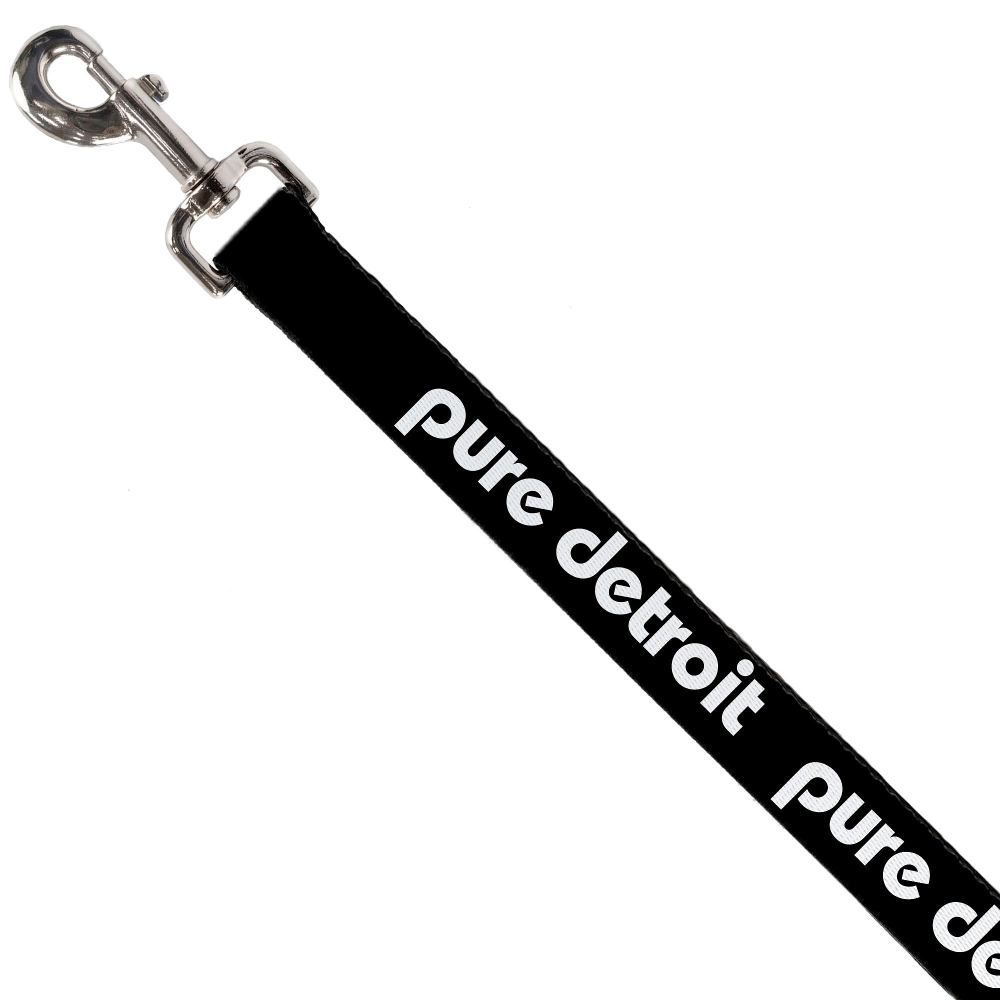 Dog Leash - PURE DETROIT Text Repeat Black/White Dog Leashes