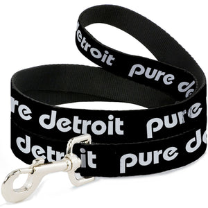 Dog Leash - PURE DETROIT Text Repeat Black/White Dog Leashes