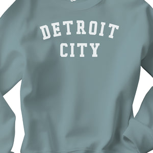 Detroit City Unisex Premium Sponge Fleece Sweatshirt - White / Lagoon Clothing   
