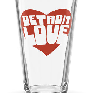 Detroit Love Pint Glass - Red 16 oz    