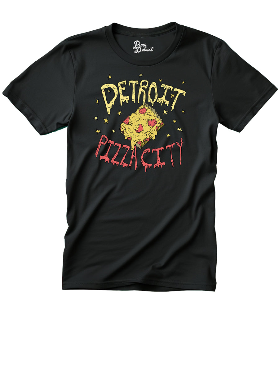 Detroit Pizza City Unisex T-shirt - Square Slice - Black    