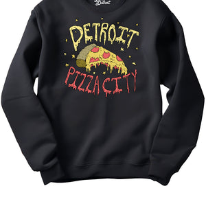 Detroit Pizza City Unisex Premium Sweatshirt - Round Slice - Black    