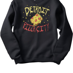 Detroit Pizza City Premium Unisex Sweatshirt - Square Slice - Black sweatshirt   