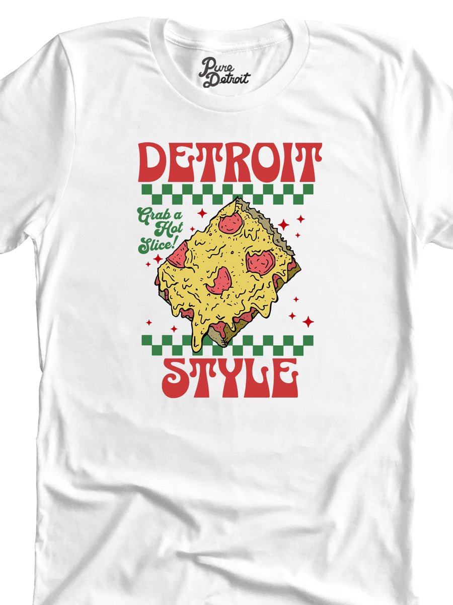 Detroit Style Pizza - Grab a Hot Slice! - Premium Unisex T-shirt - White t-shirt