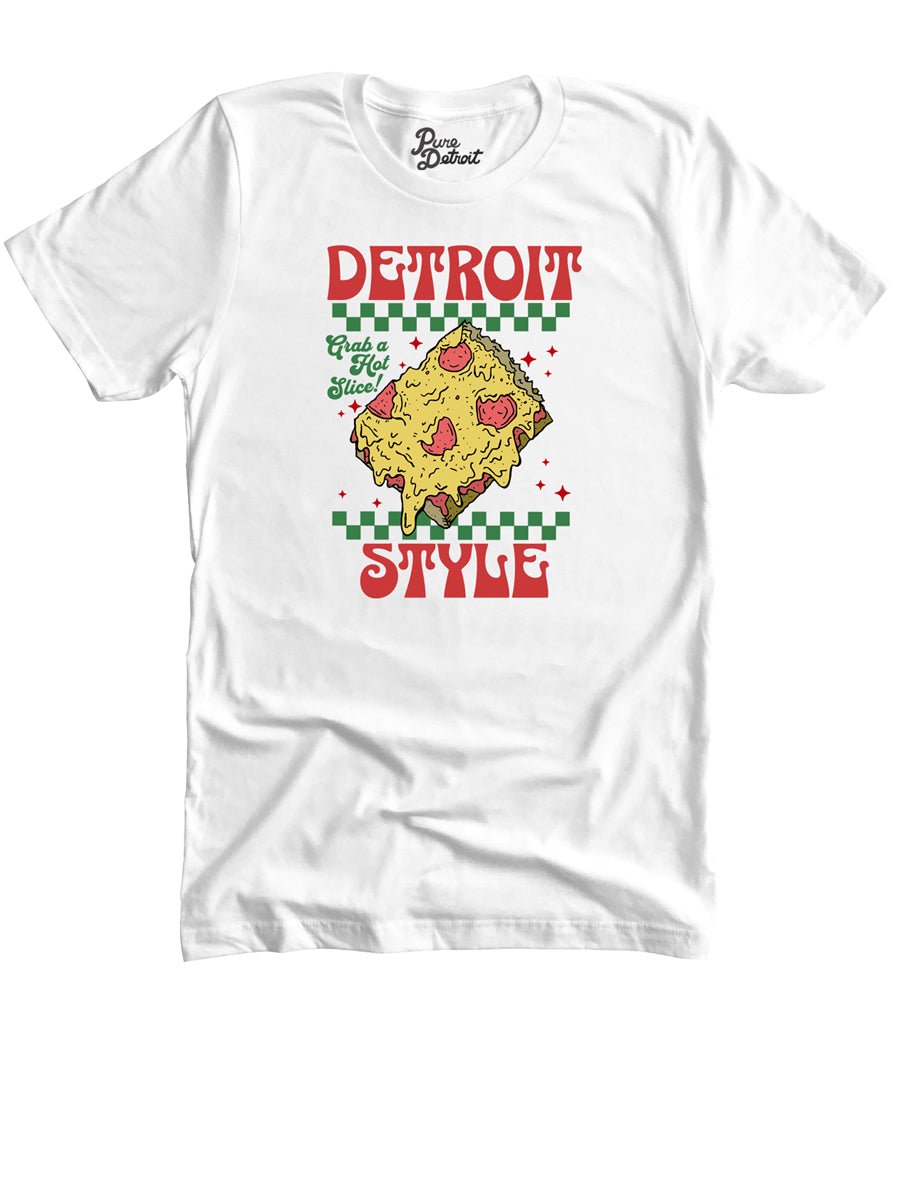 Detroit Style Pizza - Grab a Hot Slice! - Premium Unisex T-shirt - White t-shirt