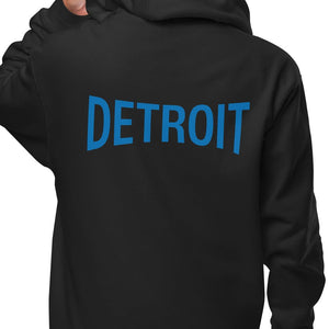 Detroit Champ Premium Unisex Fleece Zip Hoodie - Black / Blue hoodie