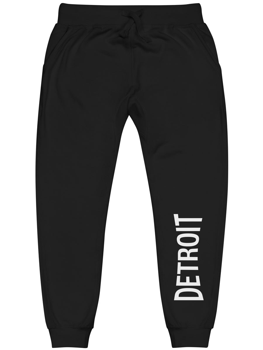 Detroit Champ Premium Unisex Fleece Sweatpants - Black / White - Pure Detroit