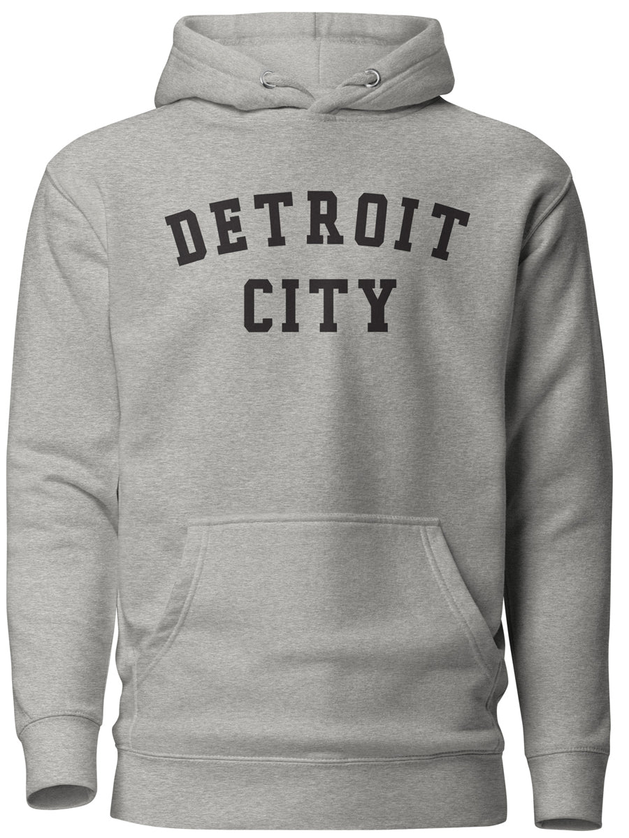 Detroit City Premium Pullover Unisex Hoodie - Athletic Gray / Black pullover hoodie