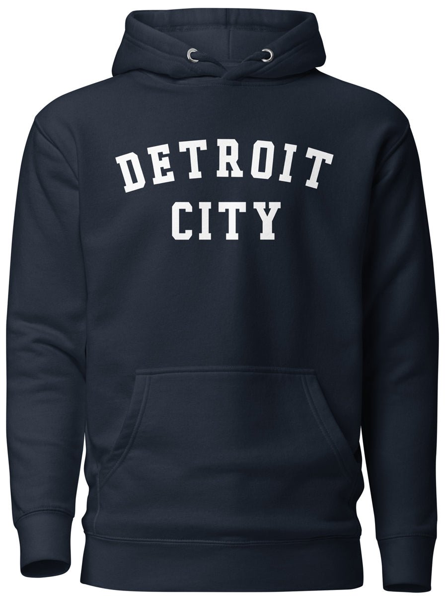 Detroit City Premium Pullover Unisex Hoodie - Navy / White pullover hoodie