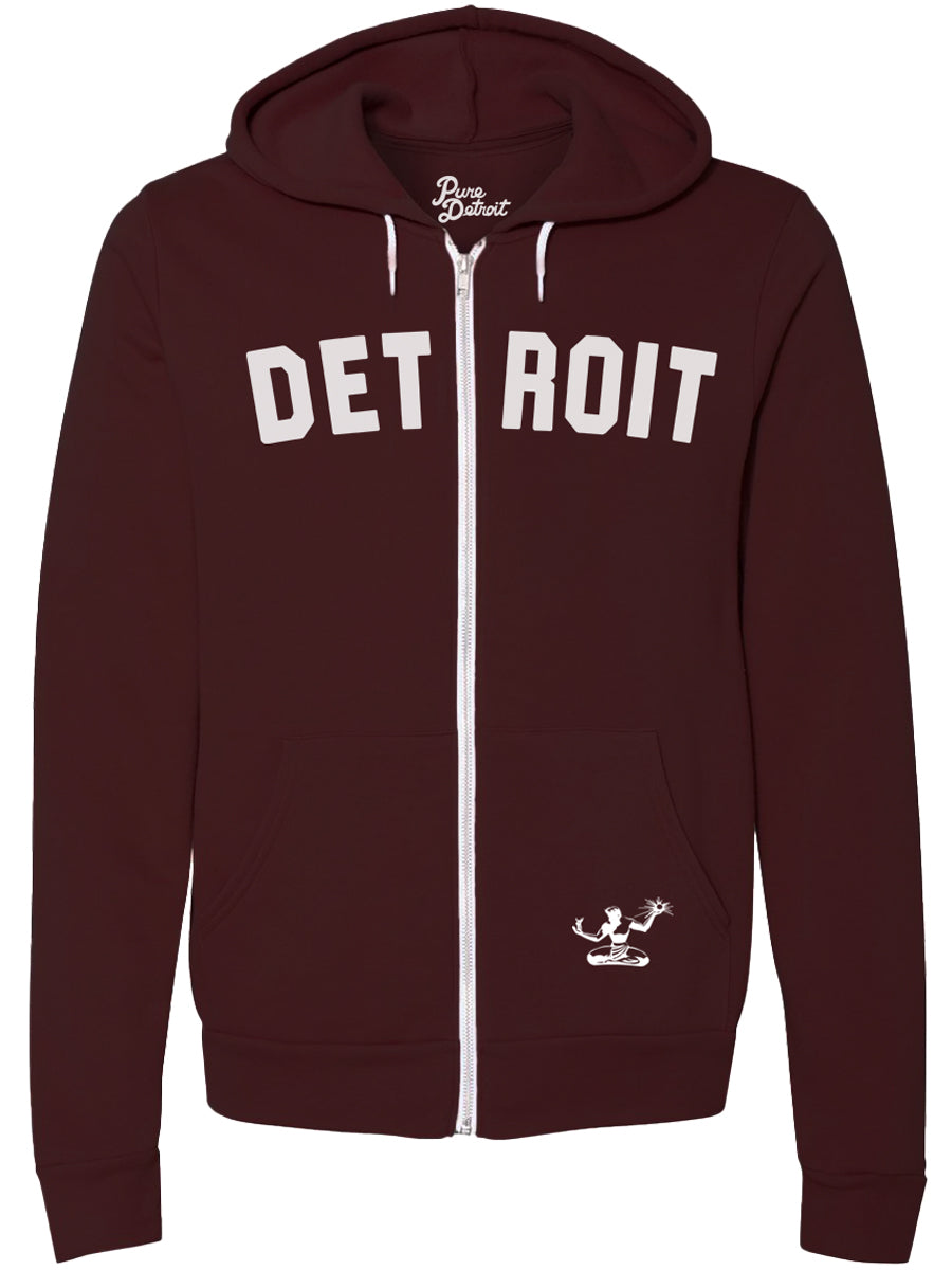 Detroit Classic Premium Cozy Fleece Zip Hoodie / Black + White / Unisex Unisex Apparel