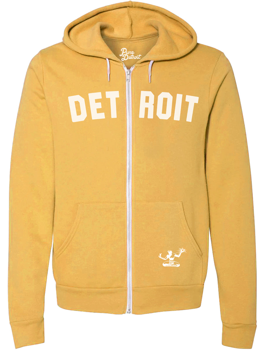 Detroit Classic Premium Cozy Fleece Zip Hoodie / Heather Mustard + White / Unisex Unisex Apparel