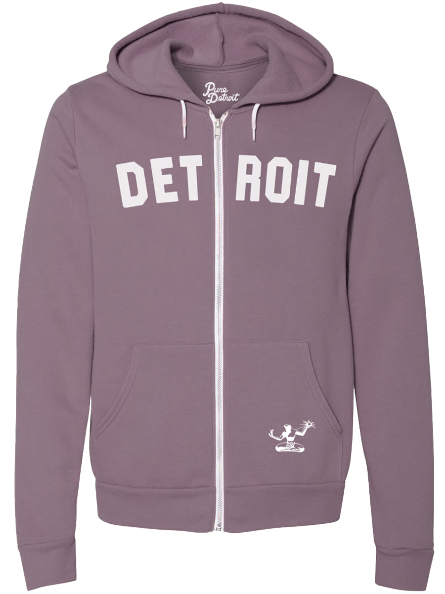 Detroit Classic Premium Cozy Fleece Zip Hoodie / Heather Slate + White / Unisex Unisex Apparel