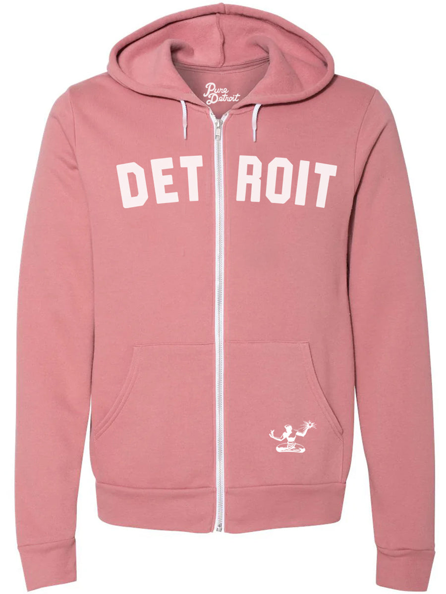 Detroit Classic Premium Cozy Fleece Zip Hoodie / Mauve + White / Unisex Unisex Apparel