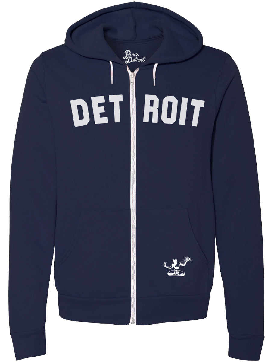 Detroit Classic Premium Cozy Fleece Zip Hoodie / Navy + White / Unisex Unisex Apparel