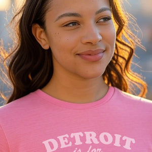 Detroit Is For Lovers Women's Premium Relaxed T-Shirt - Pink / White t-shirt