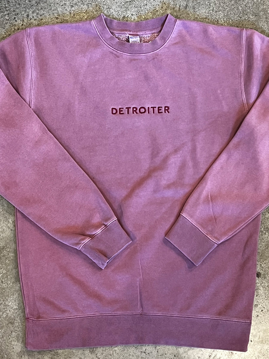 Detroiter Crew Neck - Embroidered /  White + Mulberry / Unisex sweatshirt   