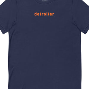Detroiter Unisex Premium T-shirt - Navy / Orange - Pure Detroit