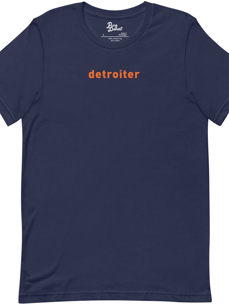 Detroiter Unisex Premium T-shirt - Navy / Orange - Pure Detroit