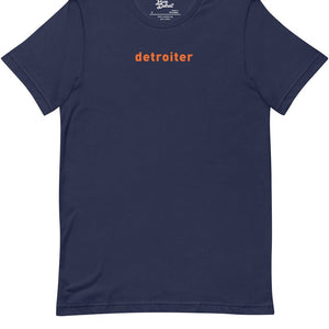 Detroiter Unisex Premium T-shirt - Navy / Orange - Pure Detroit