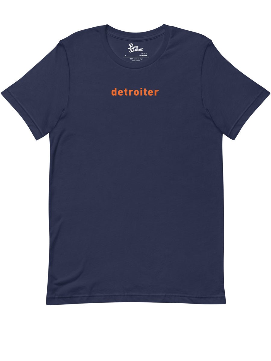 Detroiter Unisex Premium T-shirt - Navy / Orange - Pure Detroit