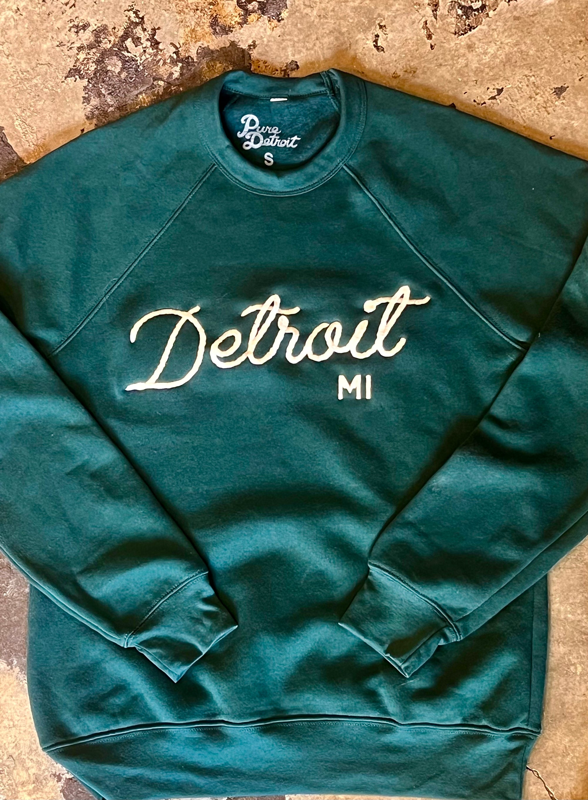 Detroit MI Sweatshirt - Embroidered /Forest Green / Unisex Unisex Apparel