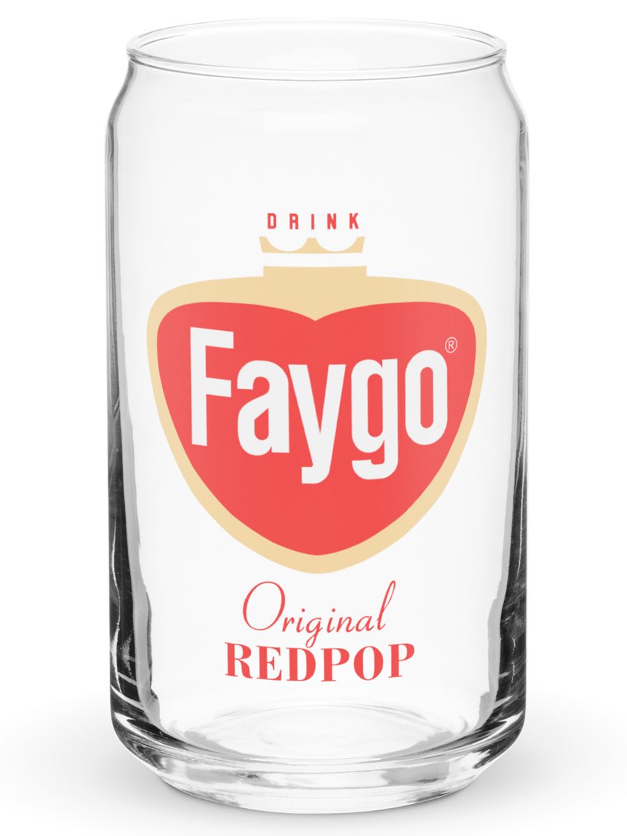 Faygo Retro Logo Can Glass - Red Pop 16 oz - Pure Detroit