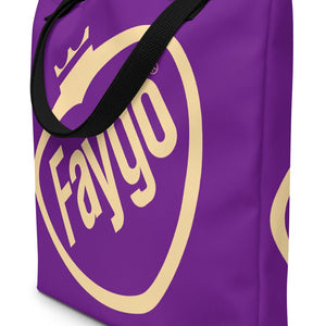 Faygo Retro Logo All-Over Print Large Tote Bag - 16" X 20" - Grape Tote Bag