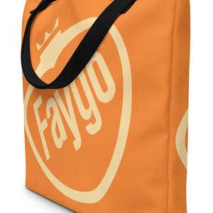 Faygo Retro Logo All-Over Print Large Tote Bag - 16" X 20" - Orange Tote Bag