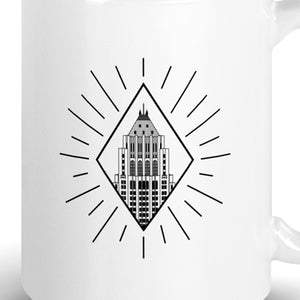 Fisher Building Detroit Rays 16 oz Coffee Mug - Black and White Coffee Mug   
