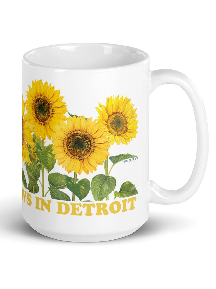 Goodness Grows In Detroit Ceramic Coffee Mug 15 oz - White / Yellows / Greens mug