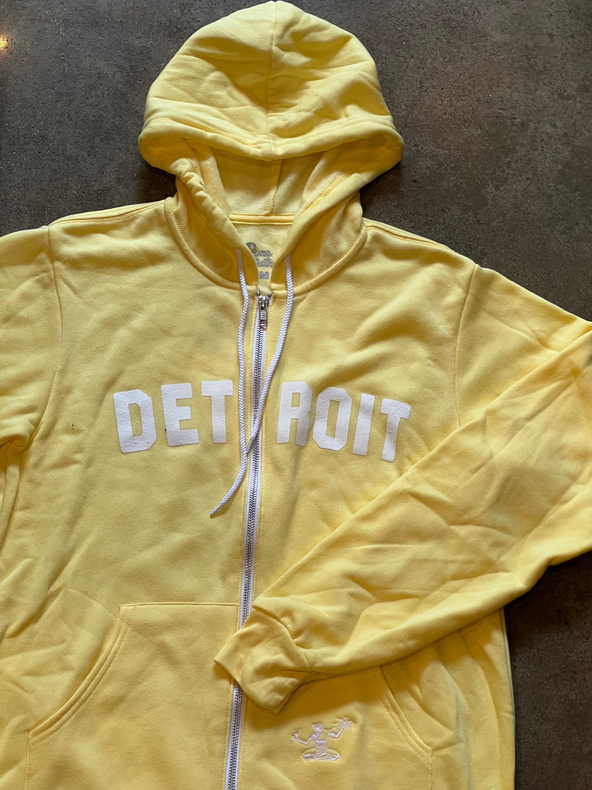 Detroit Classic Tri- Blend Zip Hoodie / White + Yellow / Unisex Unisex Apparel   