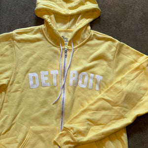 Detroit Classic Tri- Blend Zip Hoodie / White + Yellow / Unisex Unisex Apparel   