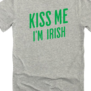 Kiss Me I'm Irish Premium Unisex T-shirt - Athletic Gray / Irish Green
