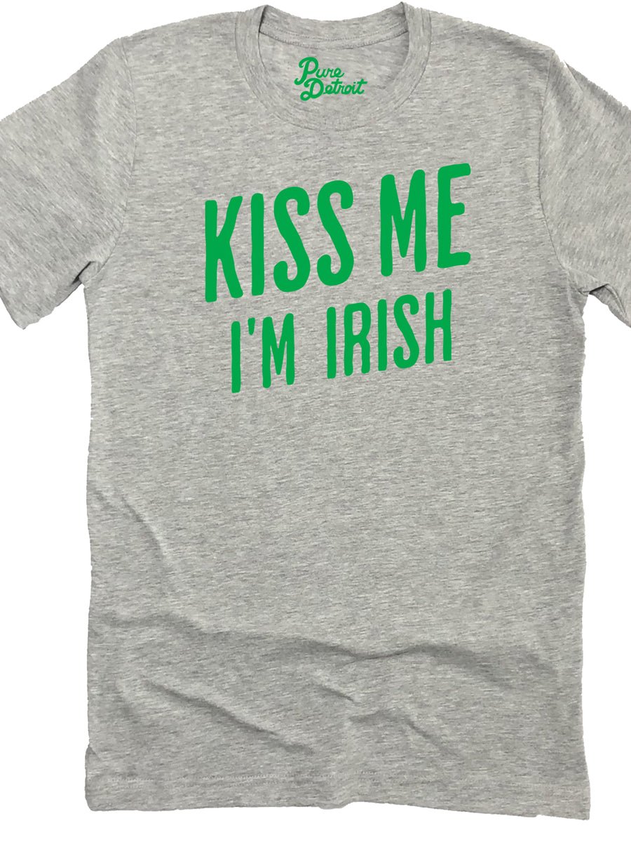 Kiss Me I'm Irish Premium Unisex T-shirt - Athletic Gray / Irish Green