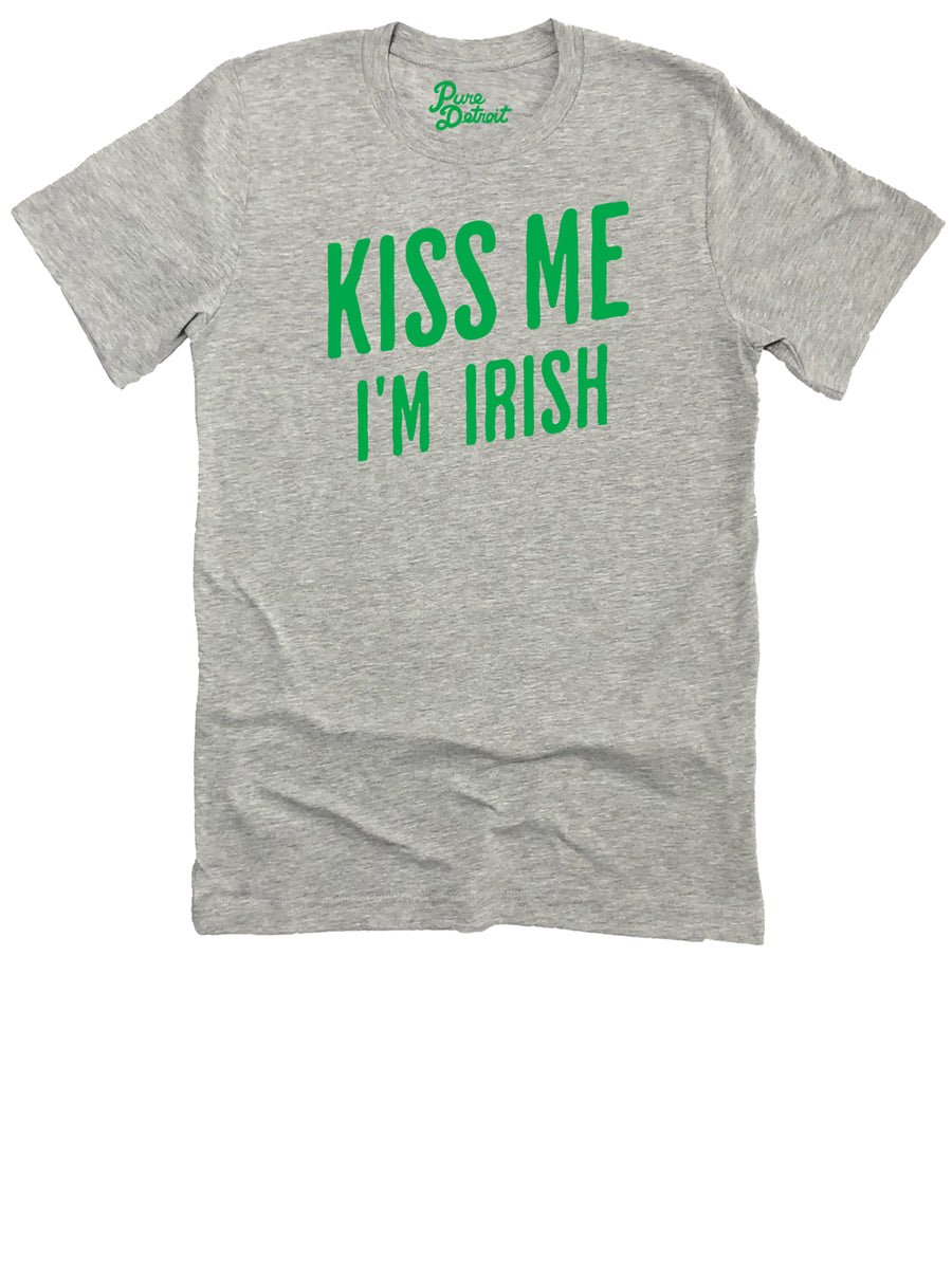 Kiss Me I'm Irish Premium Unisex T-shirt - Athletic Gray / Irish Green