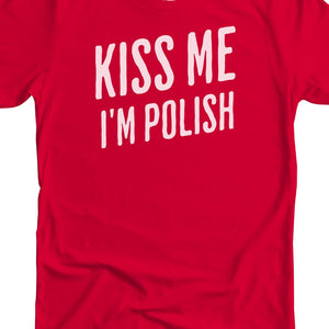 Kiss Me I'm Polish Premium Unisex T-shirt - Red / White t-shirt