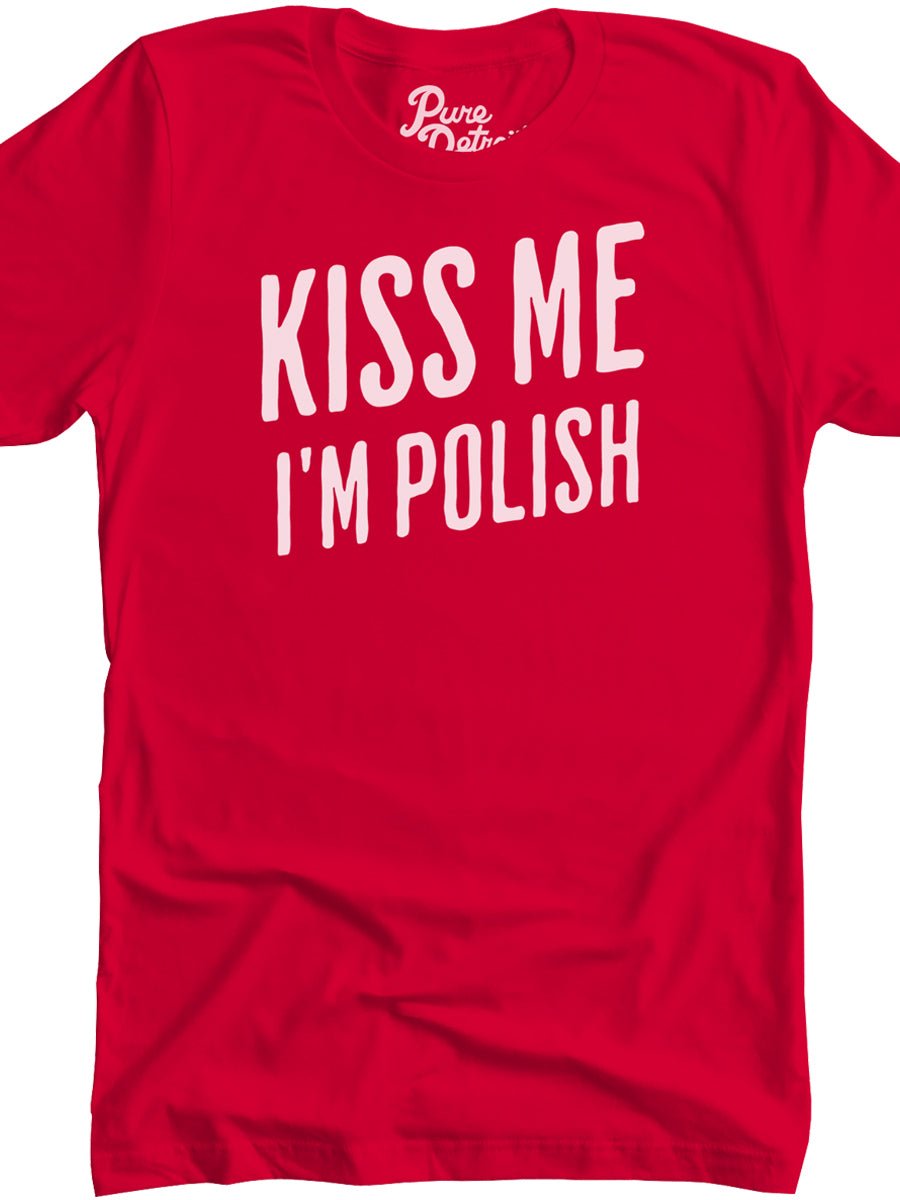 Kiss Me I'm Polish Premium Unisex T-shirt - Red / White t-shirt