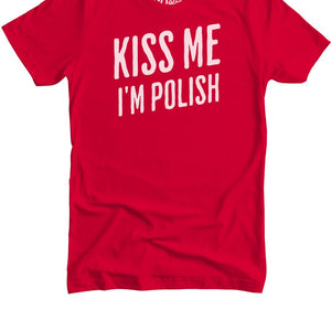 Kiss Me I'm Polish Premium Unisex T-shirt - Red / White t-shirt