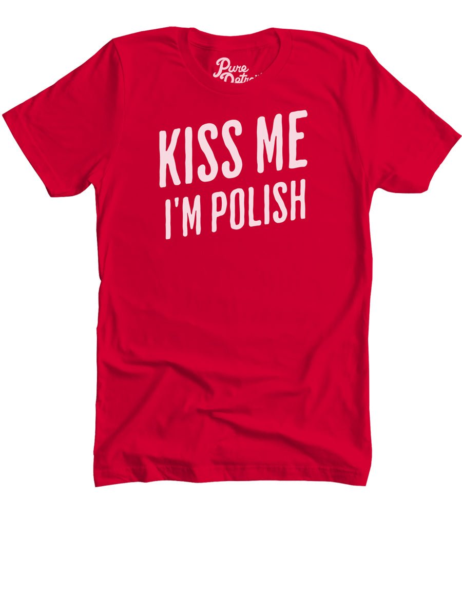 Kiss Me I'm Polish Premium Unisex T-shirt - Red / White t-shirt