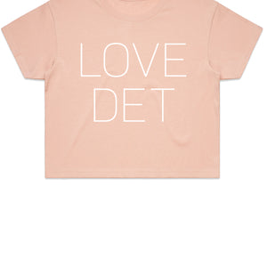 Love Det Women’s Premium Crop Top - White / Dusty Pink T-shirt   