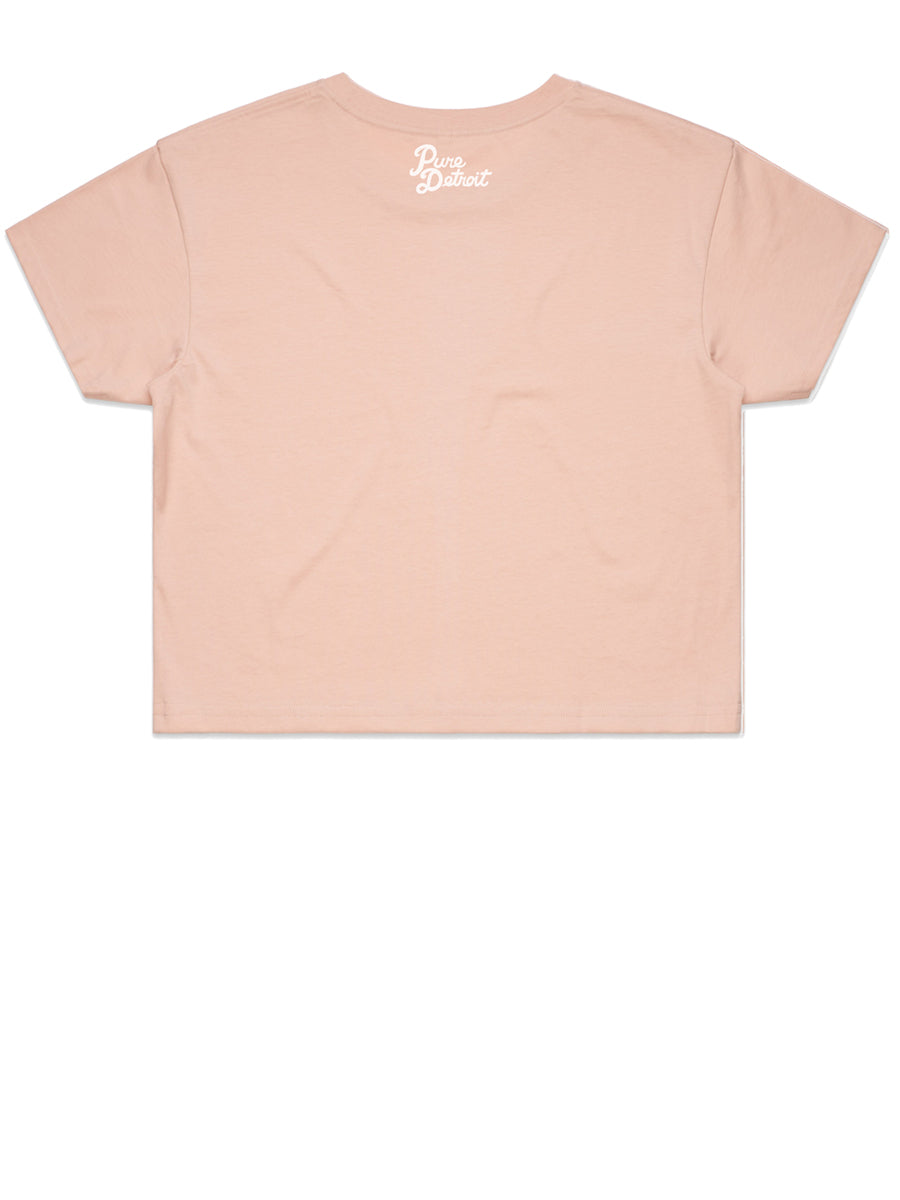 Love Det Women’s Premium Crop Top - White / Dusty Pink T-shirt   